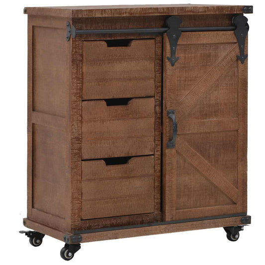 vidaXL Storage Cabinet | Brown | Solid fir wood, MDF, steel | 64x33.5x75 cm