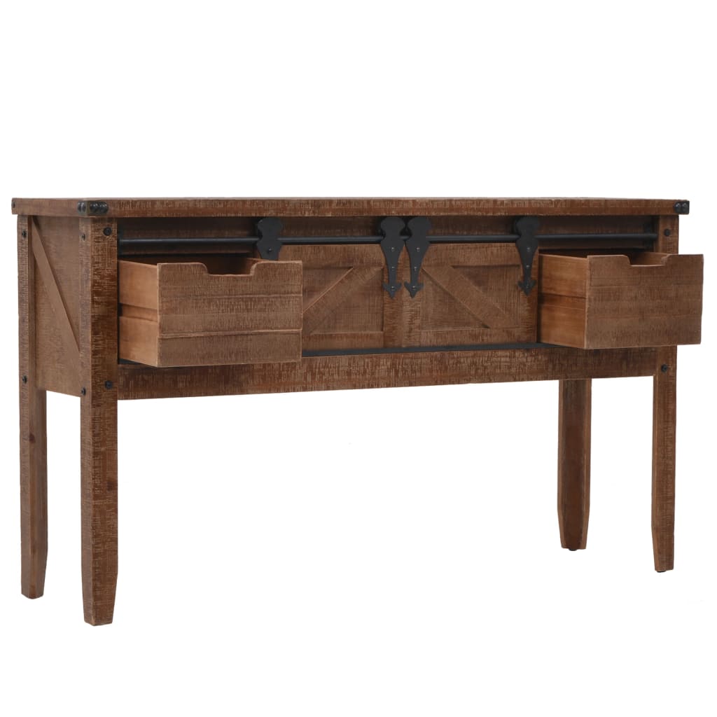 246121 vidaXL Console Table Solid Fir Wood 131x35,5x75 cm Brown