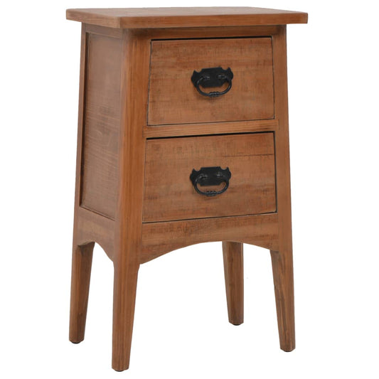 vidaXL Bedside Cabinet | Brown | Solid Fir Wood | 40x29x68cm | Storage