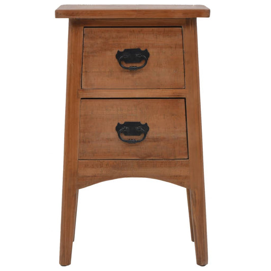 vidaXL Bedside Cabinet | Brown | Solid Fir Wood | 40x29x68cm | Storage