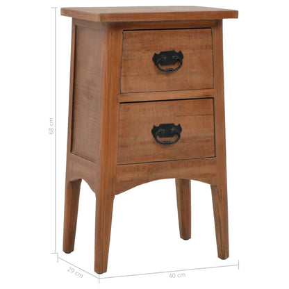 vidaXL Bedside Cabinet | Brown | Solid Fir Wood | 40x29x68cm | Storage