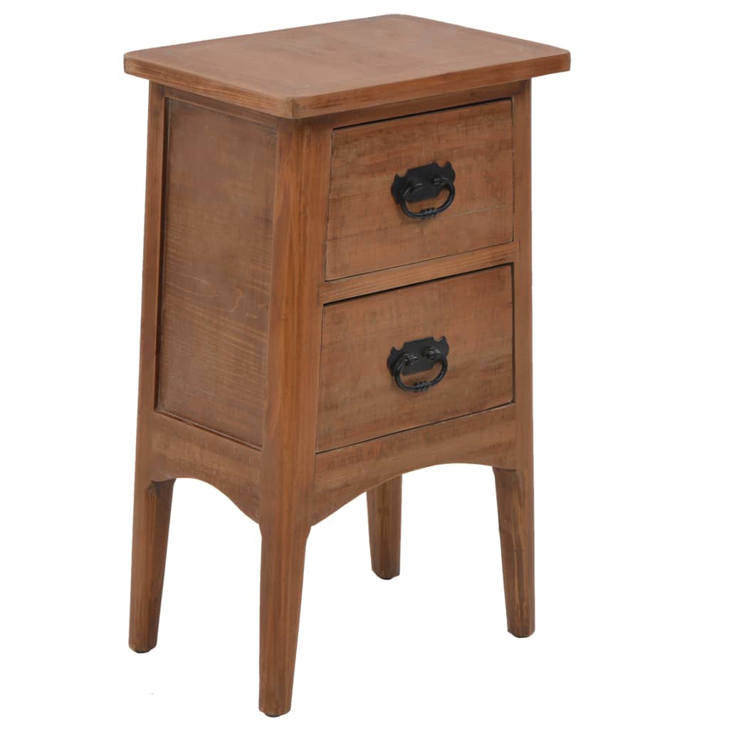 vidaXL Bedside Cabinet | Brown | Solid Fir Wood | 40x29x68cm | Storage