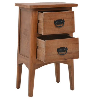 vidaXL Bedside Cabinet | Brown | Solid Fir Wood | 40x29x68cm | Storage