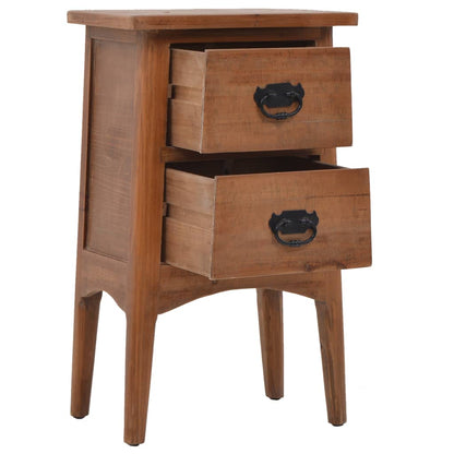 vidaXL Bedside Cabinet | Brown | Solid Fir Wood | 40x29x68cm | Storage