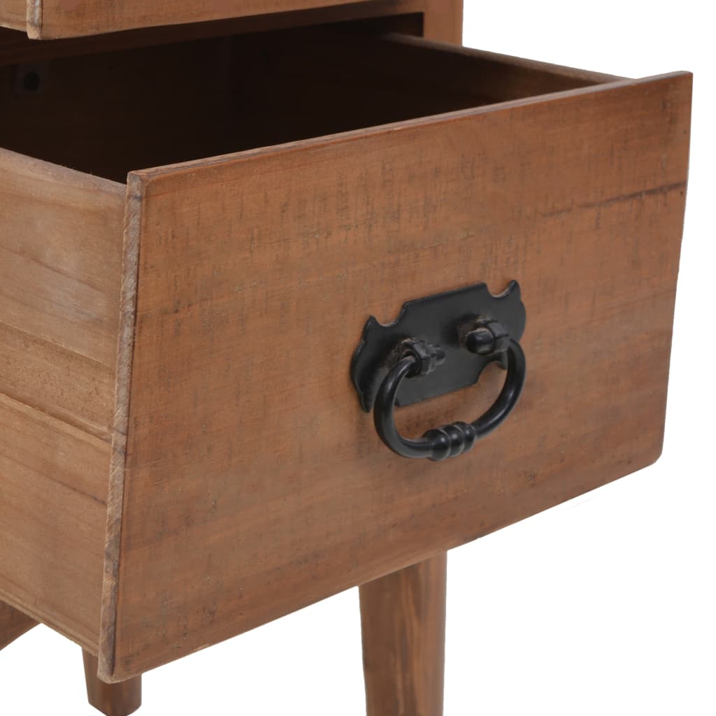 vidaXL Bedside Cabinet | Brown | Solid Fir Wood | 40x29x68cm | Storage
