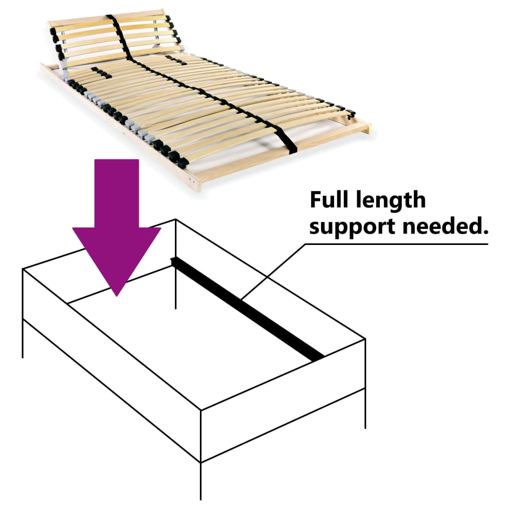 vidaXL Bed Slatted Base | Natural wood | Solid beechwood frame, birch slats