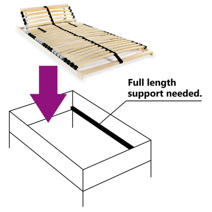 vidaXL Bed Slatted Base | Natural wood | Solid beechwood frame, birch slats