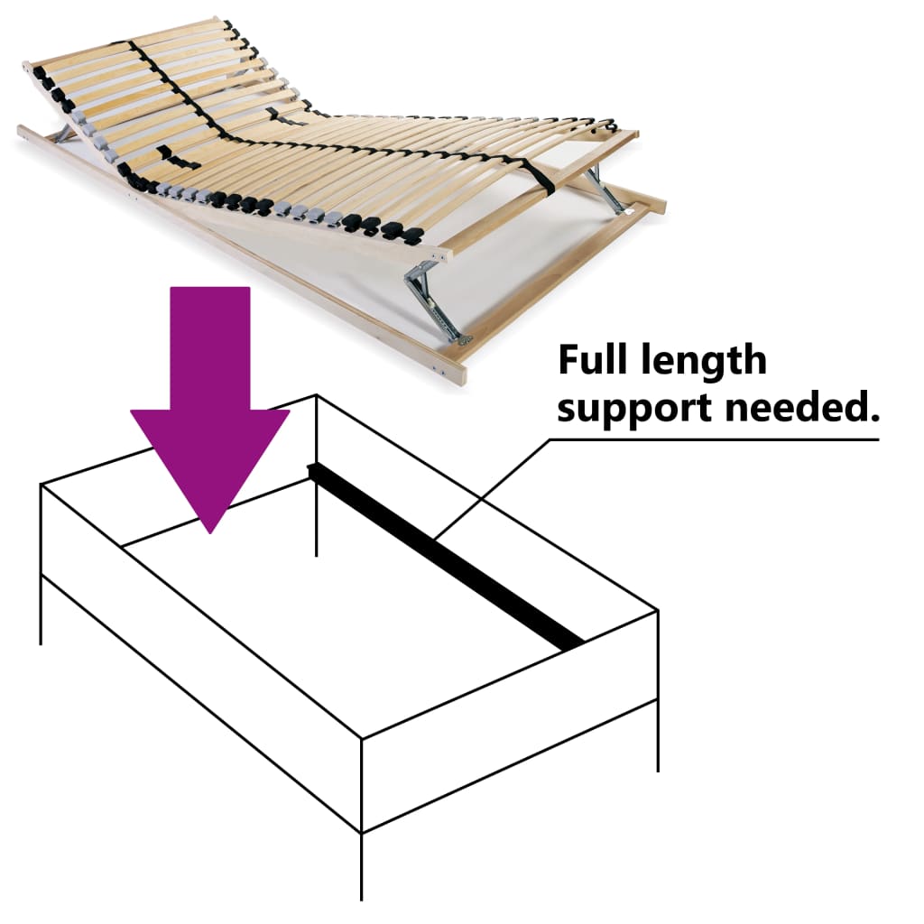 vidaXL Bed Slatted Base | Beech | Solid beech wood frame, Birch slats