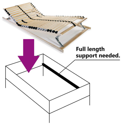 vidaXL Bed Slatted Base | Beech | Solid beech wood frame, Birch slats