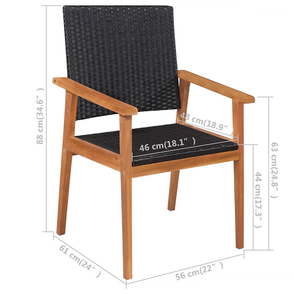 44074 vidaXL 5 Piece Outdoor Dining Set Poly Rattan Black and Brown