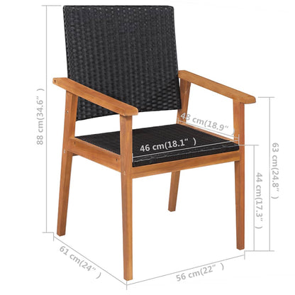 44074 vidaXL 5 Piece Outdoor Dining Set Poly Rattan Black and Brown