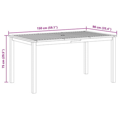vidaXL Garden Table 150x90x74 cm Solid Acacia Wood