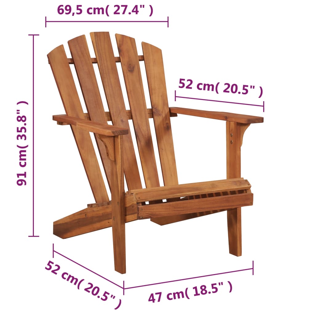 vidaXL Garden Chair | Brown | Solid acacia wood | Standard |  Durable