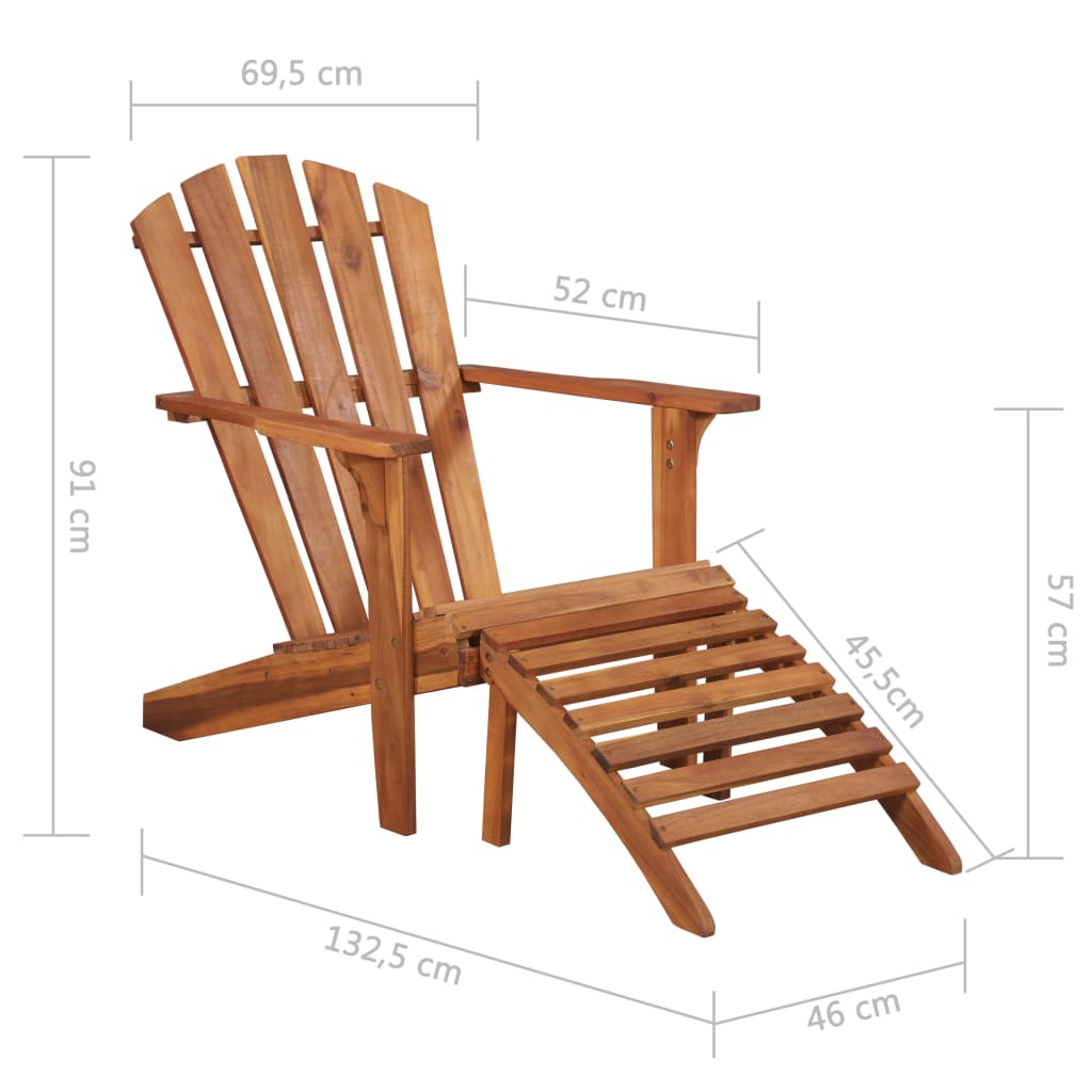 vidaXL Garden Chair | Brown | Solid acacia wood | Standard | Foldable