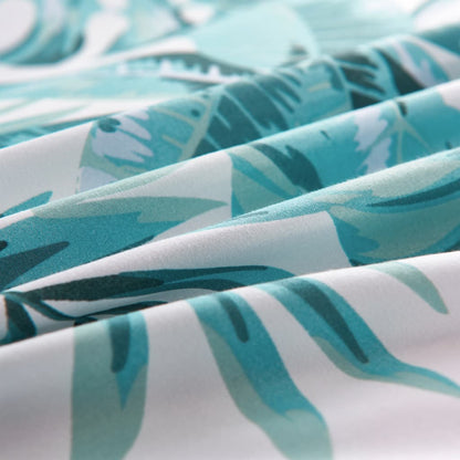 vidaXL Duvet Cover Set Leaves Green 140x200/60x70 cm