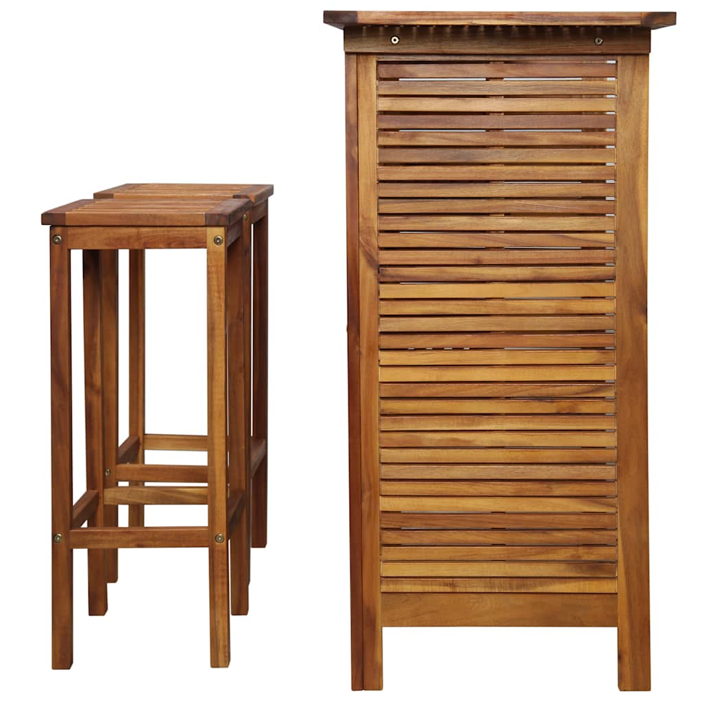 vidaXL Bar Table and Chair Set 3 Pieces Solid Acacia Wood
