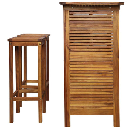 vidaXL Bar Table and Chair Set 3 Pieces Solid Acacia Wood