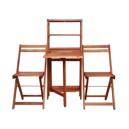 vidaXL Bistro Set | Natural wood | Solid acacia wood | 2-seater | Foldable