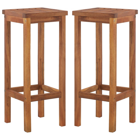 vidaXL Bar Chair | Set of 2 | Natural wood | Solid acacia wood | Medium