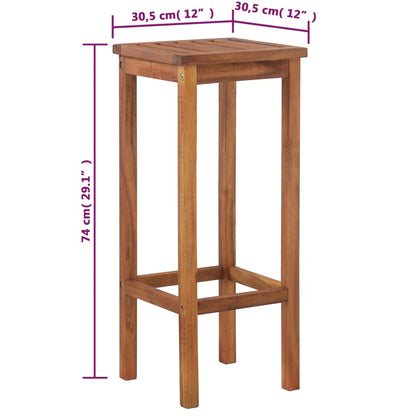 vidaXL Bar Chair | Set of 2 | Natural wood | Solid acacia wood | Medium