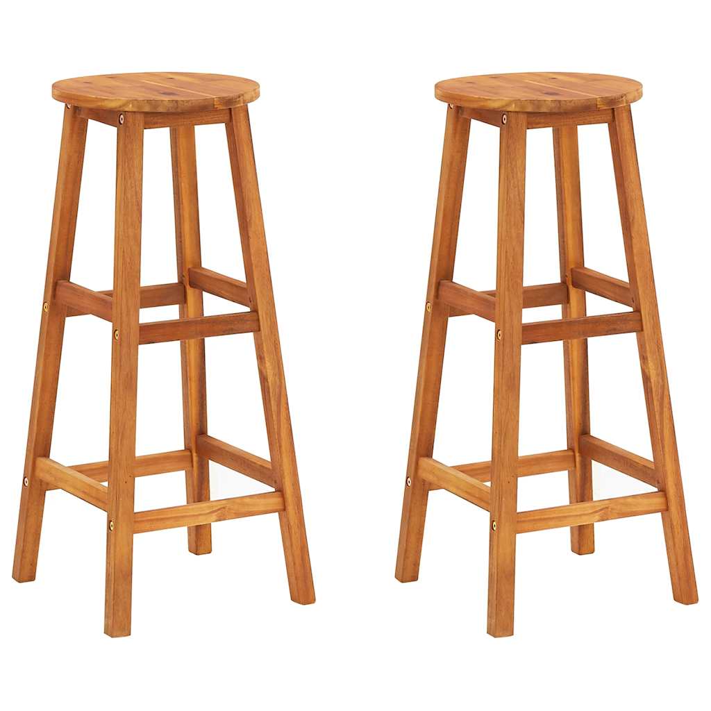 vidaXL Bar Chair | Set of 2 | Natural Wood | Solid acacia wood | Medium