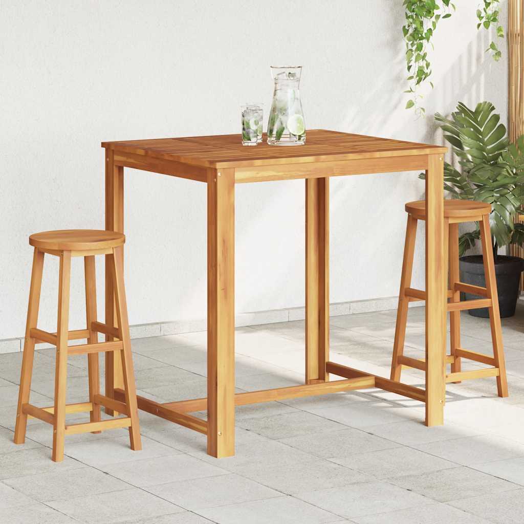 vidaXL Bar Chair | Set of 2 | Natural Wood | Solid acacia wood | Medium