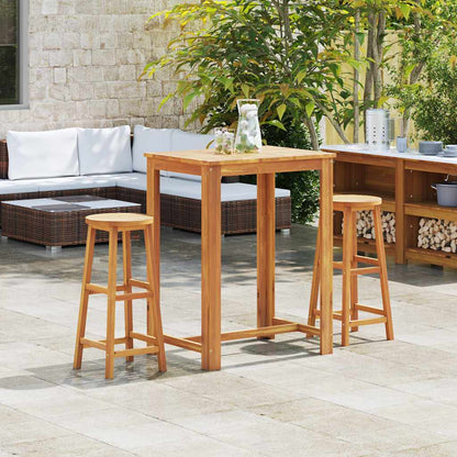 vidaXL Bar Chair | Set of 2 | Natural Wood | Solid acacia wood | Medium