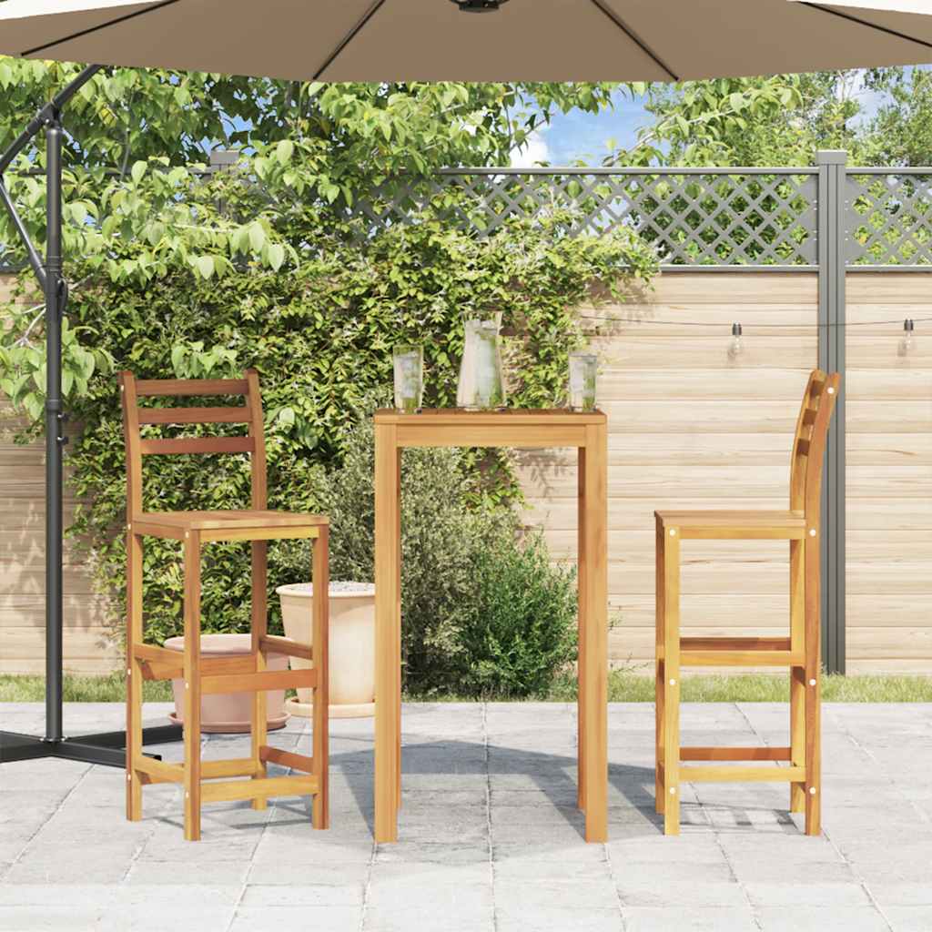vidaXL Bar Chair | Set of 2 | Natural Wood | Solid Acacia Wood | Large