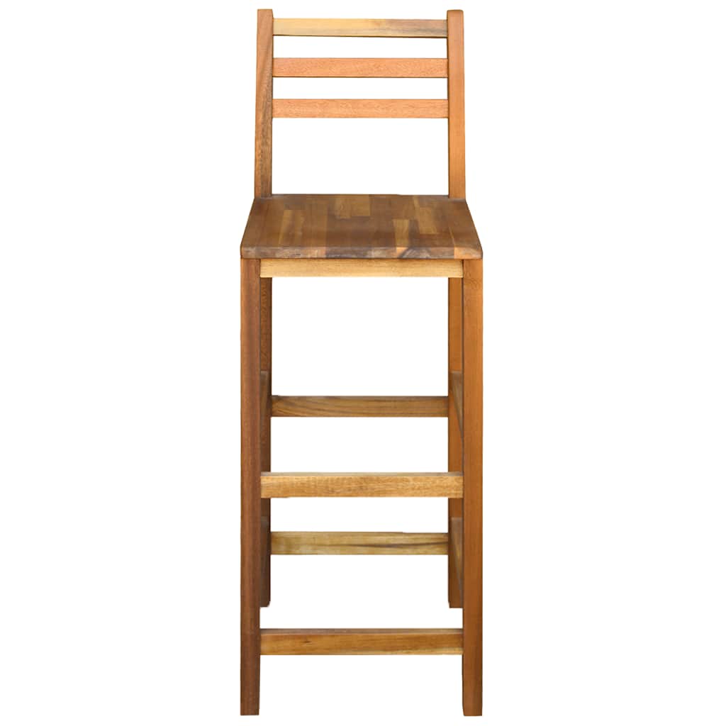 vidaXL Bar Chair | Set of 2 | Natural Wood | Solid Acacia Wood | Large