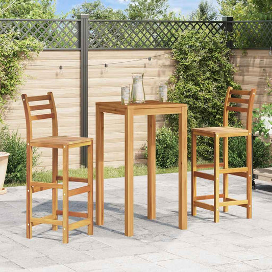 vidaXL Bar Chair | Set of 2 | Natural Wood | Solid Acacia Wood | Large