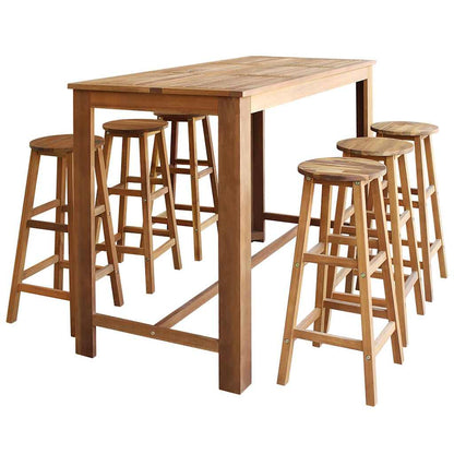 246670 vidaXL Bar Table and Stool Set 7 Pieces Solid Acacia Wood