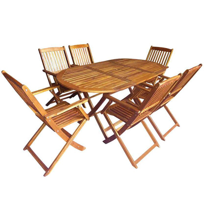 vidaXL Outdoor Dining Set 7 pcs Brown Solid eucalyptus wood