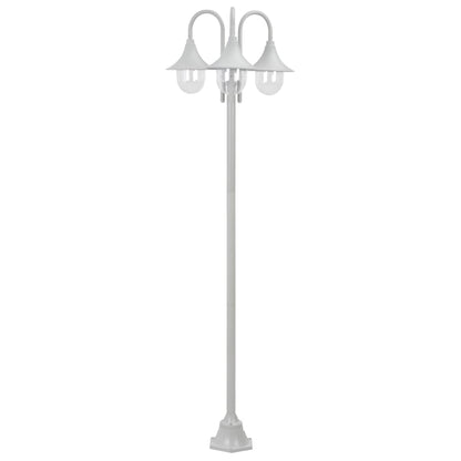 vidaXL Garden Post Light E27 220 cm Aluminium 3-Lantern White