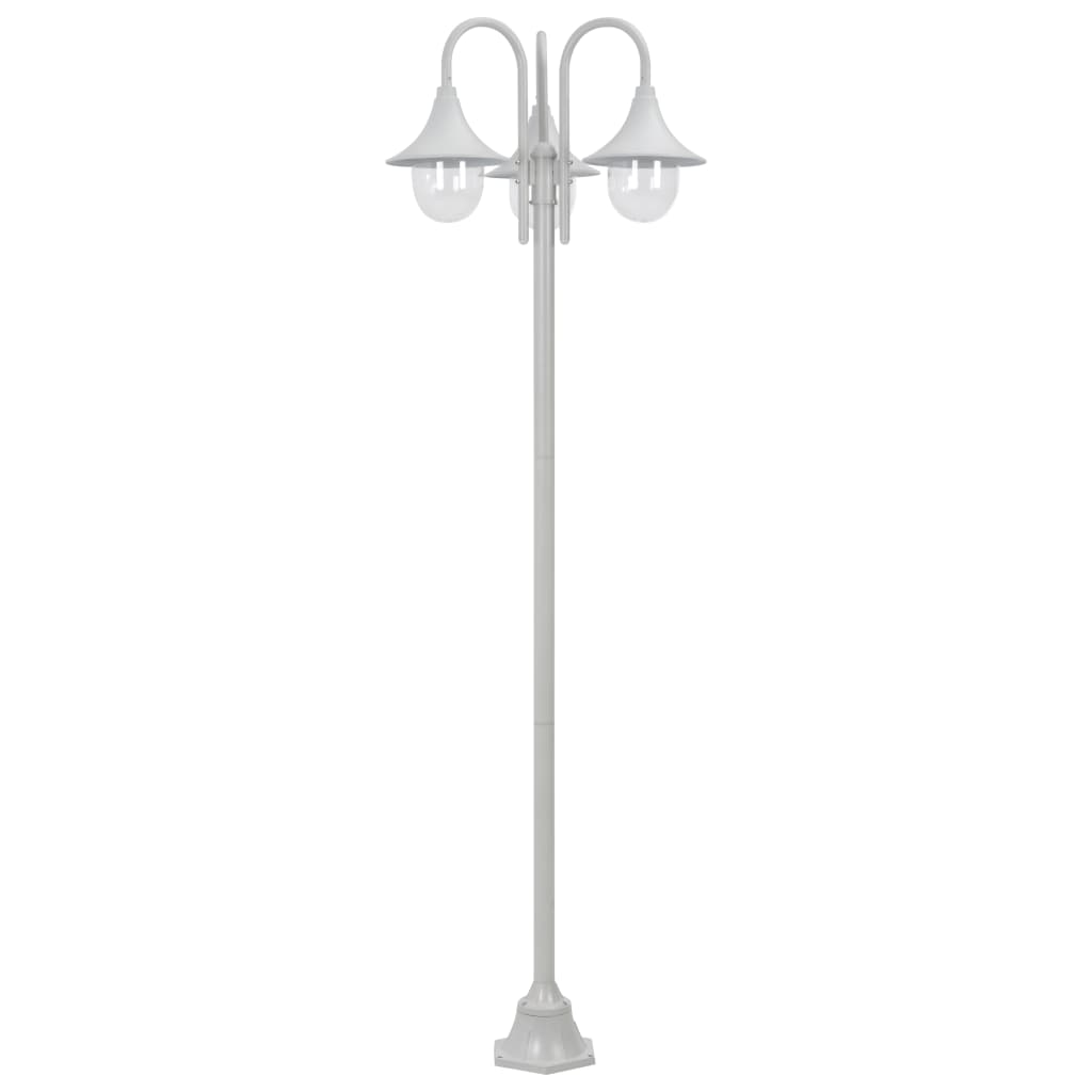 vidaXL Garden Post Light E27 220 cm Aluminium 3-Lantern White