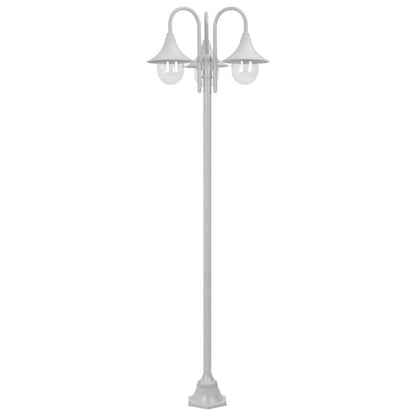 vidaXL Garden Post Light E27 220 cm Aluminium 3-Lantern White