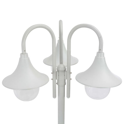 vidaXL Garden Post Light E27 220 cm Aluminium 3-Lantern White