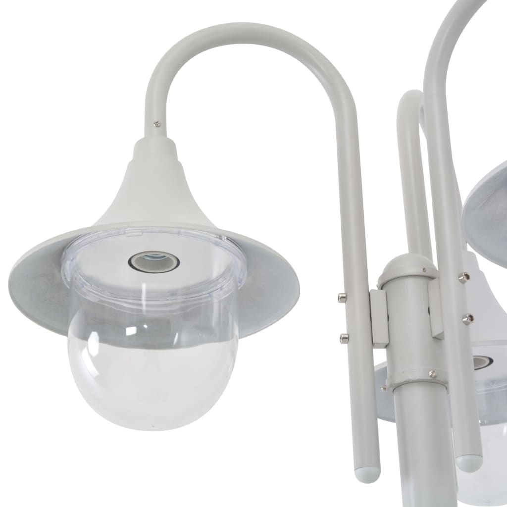 vidaXL Garden Post Light E27 220 cm Aluminium 3-Lantern White