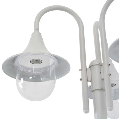 vidaXL Garden Post Light E27 220 cm Aluminium 3-Lantern White
