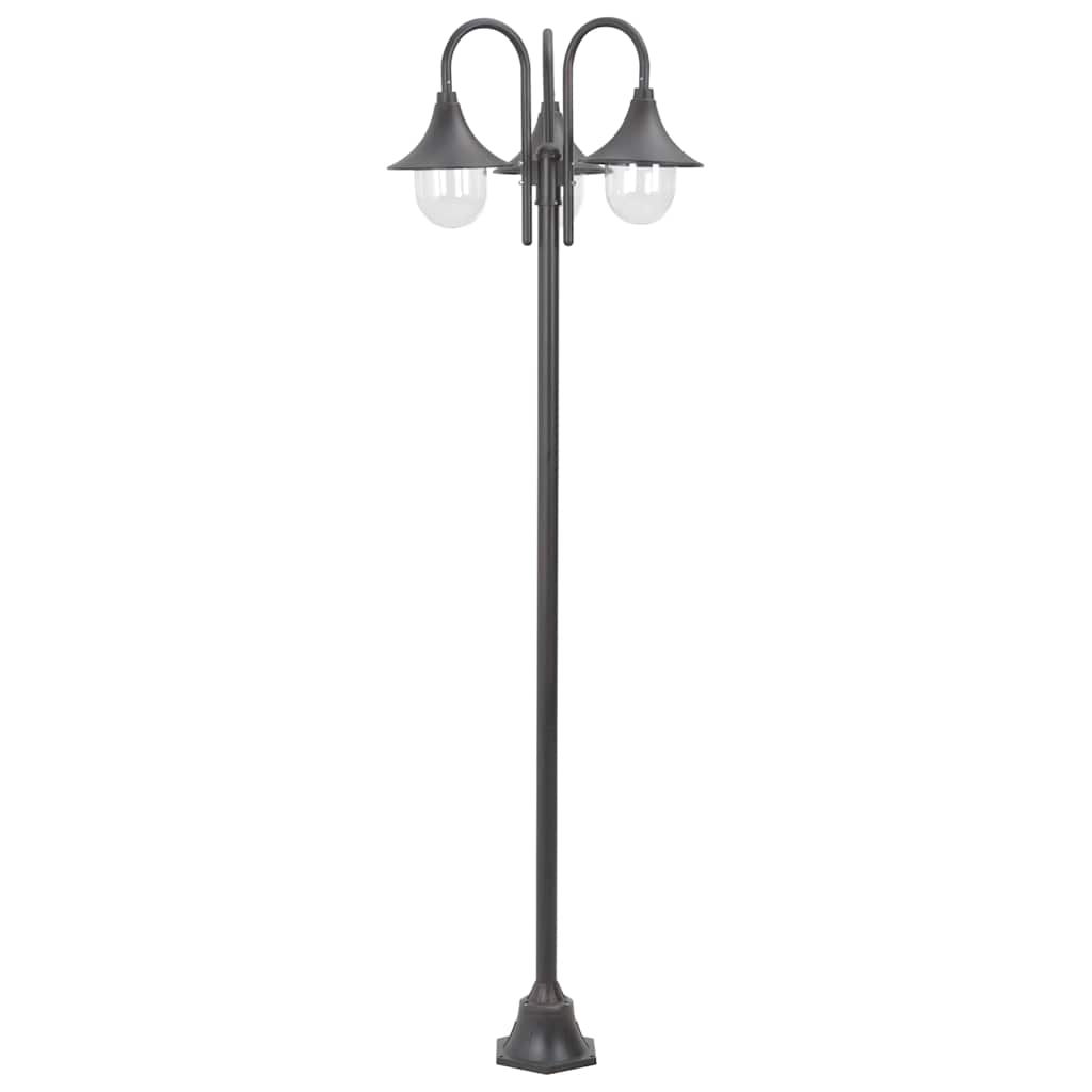 vidaXL Garden Post Light E27 220 cm Aluminium 3-Lantern Bronze