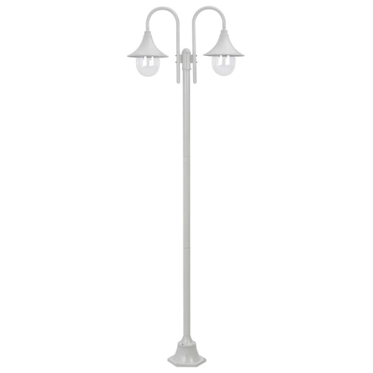vidaXL Garden Post Light E27 220 cm Aluminium 2-Lantern White