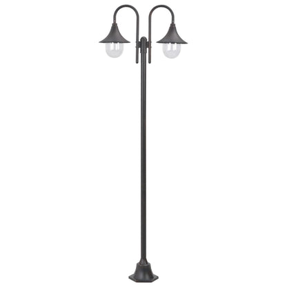 vidaXL Garden Post Light E27 220 cm Aluminium 2-Lantern Bronze