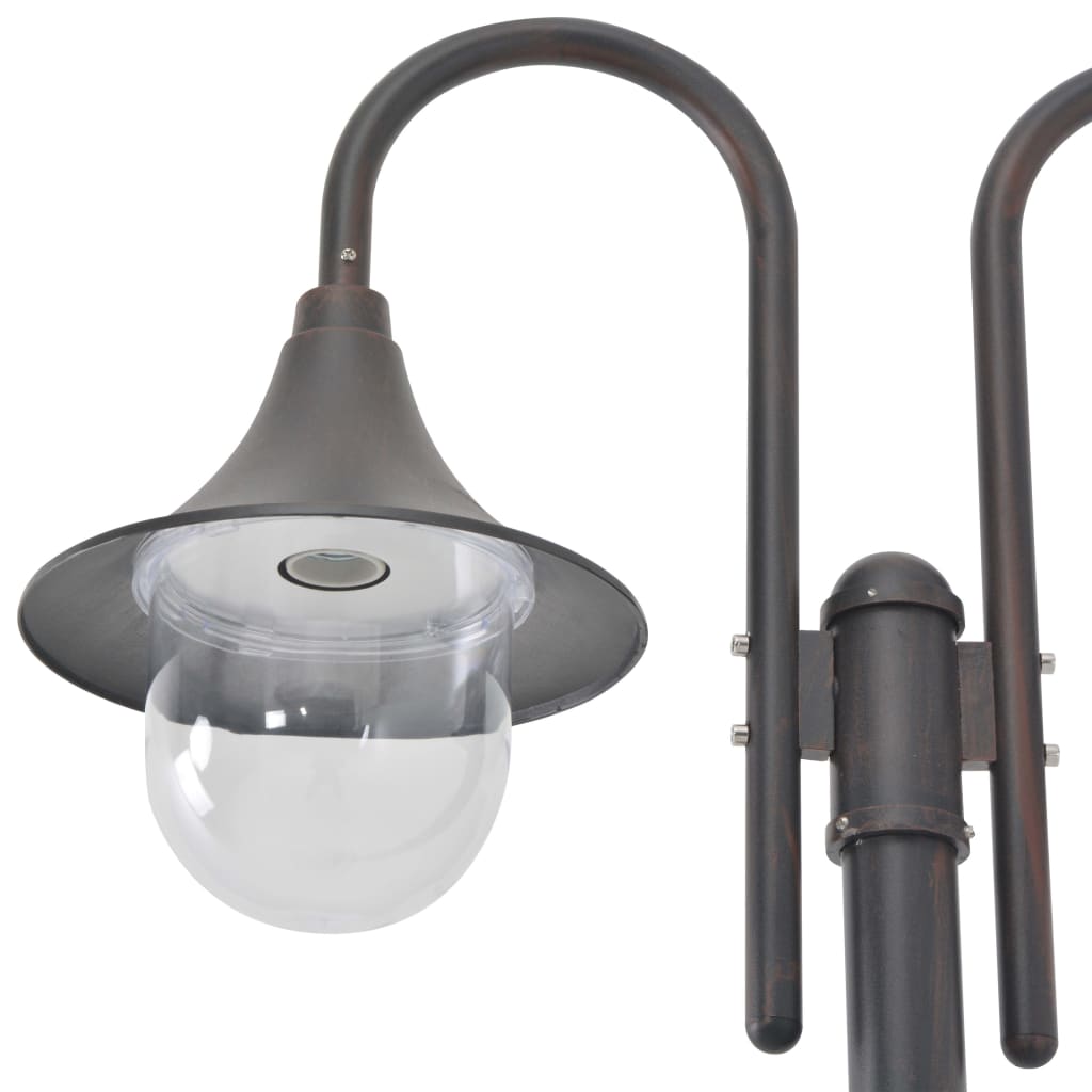 vidaXL Garden Post Light E27 220 cm Aluminium 2-Lantern Bronze