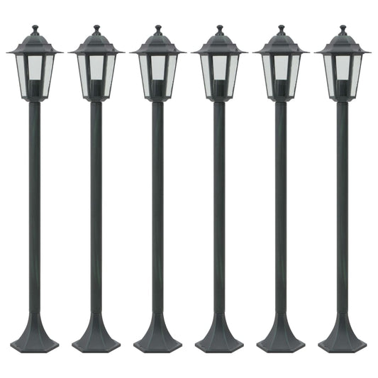 vidaXL Garden Post Lights 6 pcs E27 110 cm Aluminium Dark Green