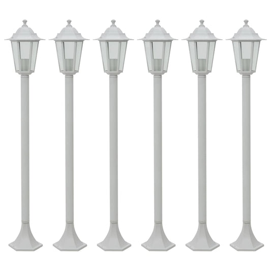 vidaXL Garden Post Lights 6 pcs E27 110 cm Aluminium White