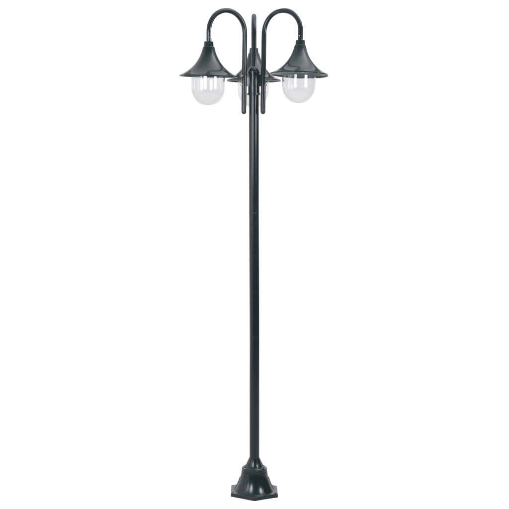vidaXL Garden Post Light E27 220 cm Aluminium 3-Lantern Dark Green