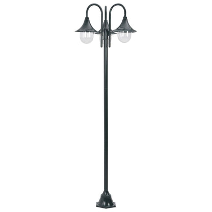 vidaXL Garden Post Light E27 220 cm Aluminium 3-Lantern Dark Green