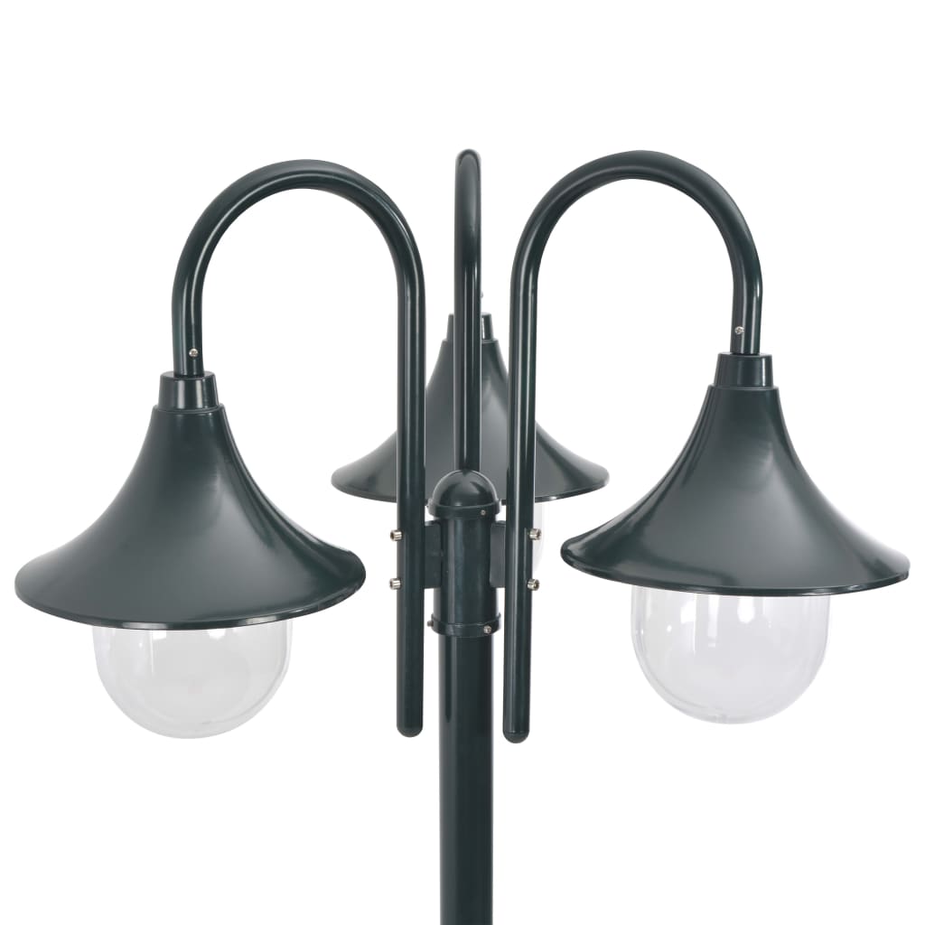 vidaXL Garden Post Light E27 220 cm Aluminium 3-Lantern Dark Green