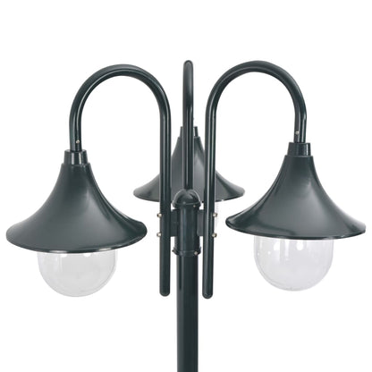 vidaXL Garden Post Light E27 220 cm Aluminium 3-Lantern Dark Green