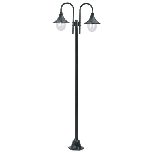 vidaXL Garden Post Light E27 220 cm Aluminium 2-Lantern Dark Green