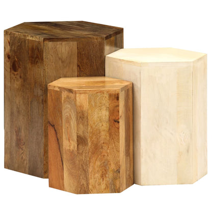 vidaXL Coffee Table Set 3 Pieces Solid Mango Wood